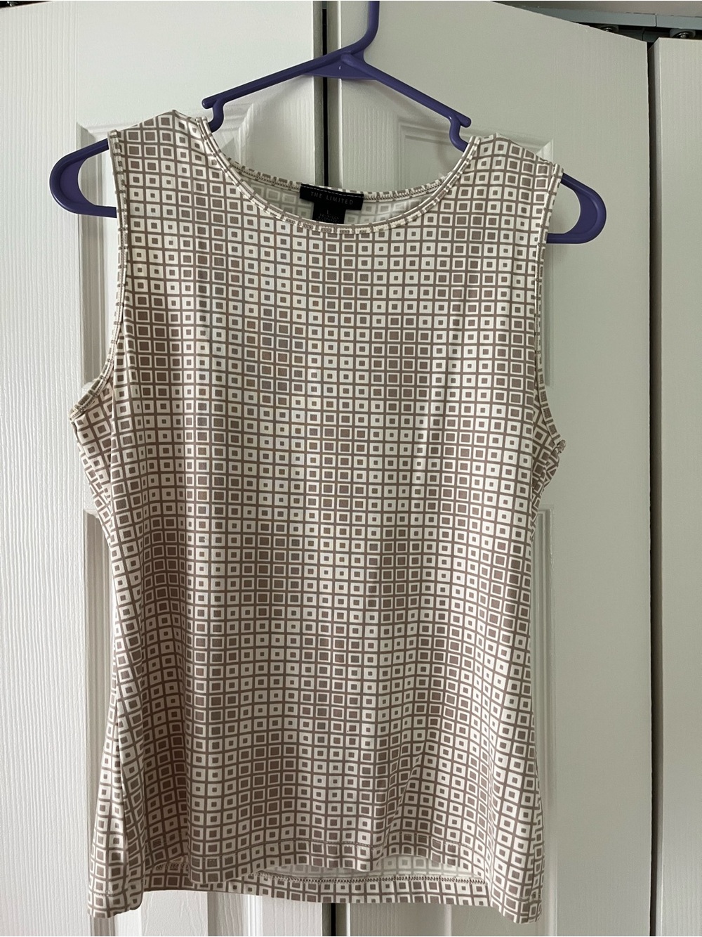 The Limited Beige Geometric Sleeveless Top